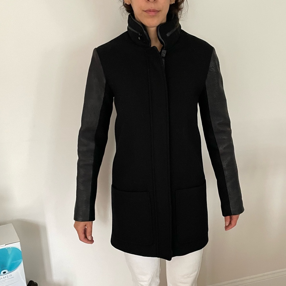 Mackage, Black Wool/Genuine Leather Winter Coat in XS-Excellent Condition